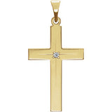 14K Yellow 27x18mm Diamond Cross Pendant