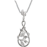 14K White 1-10 CTW Diamond Leaf Design 18" Necklace