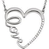 Sterling Silver 1-6 CTW Diamond "Love" Heart Infinity-Inspired 18" Necklace