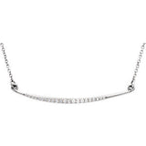 14K White 1/8 CTW Diamond Curved Bar 16" Necklace