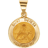 14K Yellow 14.75mm Round Hollow St. Theresa Medal