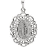 14K Yellow 22x15.5mm Oval Filigree Miraculous Medal