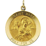 14K Yellow 12mm Round St. Mark Medal