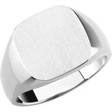 18K Yellow 16mm Men's Signet Ring with Brush Top Finish