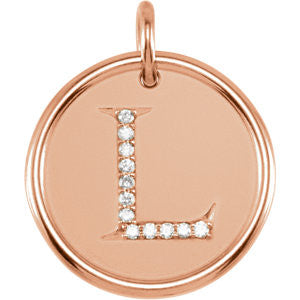 14K Rose .06 CTW Diamond Initial "L" Pendant