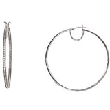 Sterling Silver Cubic Zirconia Inside-Outside Hoop Earrings