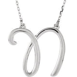 Sterling Silver "F" Script Initial 16" Necklace