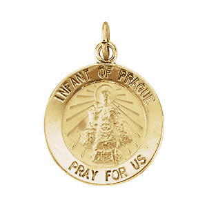 14K Yellow 22mm Round Infant of Prague Medal