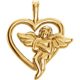 14K White Angel Heart Pendant