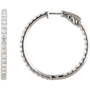 Sterling Silver Cubic Zirconia Inside-Outside Hoop Earrings