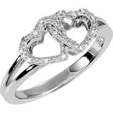 Sterling Silver .05 CTW Diamond Double Heart Design Ring Size 5