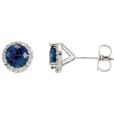 14K X1 White Blue Sapphire & 1-6 CTW Diamond Earrings