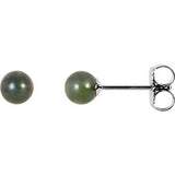 14K Yellow 7mm Black Akoya Cultured Pearl Earrings