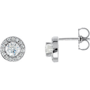 14K White 5-8 CTW Diamond Halo-Style Earrings