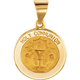 14K Yellow 14.75mm Round Hollow Holy Communion Medal