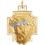 14K Yellow 15.4x11.2mm Face of Jesus Pendant