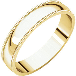 10K Yellow 4mm Light Milgrain Band