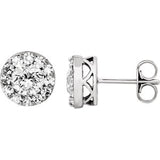 14K White 7-8 CTW Diamond Fantasy&trade; Cluster Earrings