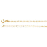 14K Yellow 1.25mm Solid Singapore 16" Chain