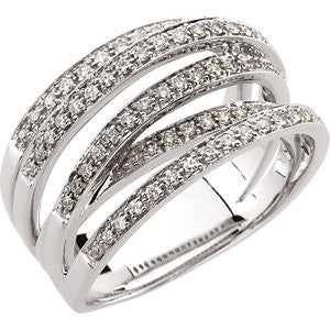 14K White 1-2 CTW Diamond Criss-Cross Ring