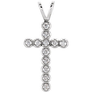 14K Yellow 1-8 CTW Diamond Cross Pendant