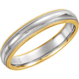 14K White & Yellow 4mm Double Milgrain Band Size 12