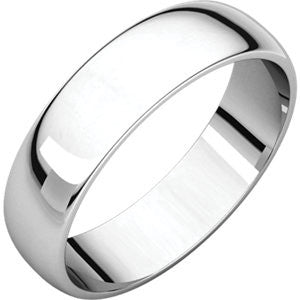 18K White 5mm Half Round Light Band