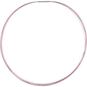 Stainless Steel-Pink Cosmos-Coated 7-Strand Cable 18" Chain with 14K White Clasp