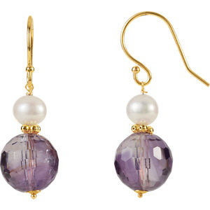 Amethyst & Freshwater Cultured Pearl Earrings