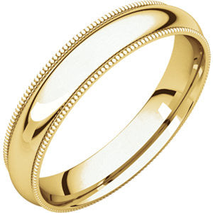 14K Yellow 4mm Milgrain Comfort Fit Band