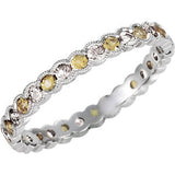 14K White 1-3 CTW Diamond & Yellow Sapphire Eternity Band Size 7