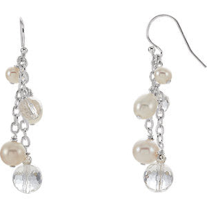 Sterling Silver Freshwater Pearl & Crystal Earrings