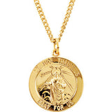 24K Gold Plated 22mm Round St. Jude Medal 24" Necklace