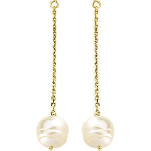 14K Yellow 9-11mm Freshwater Cultured Pearl Earring Jackets