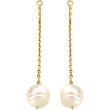 14K Yellow 9-11mm Freshwater Cultured Pearl Earring Jackets