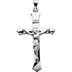 14K White Crucifix Pendant