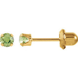 24K Yellow with Stainless Steel Solitaire "November" Birthstone Piercing Earrings