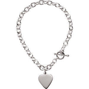 5.75mm Cable Toggle Bracelet with Heart