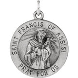 Sterling Silver 22mm Round St. Francis of Assisi Medal