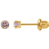 24K Yellow with Stainless Steel Solitaire "November" Birthstone Piercing Earrings