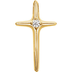 14K Yellow .07 CTW Diamond Cross Pendant