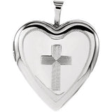 Sterling Silver 16x15.75mm Cross Heart Locket