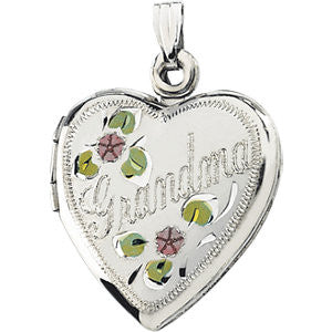 Sterling Silver Grandma Heart Shape Locket