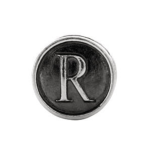 Sterling Silver 10.6mm Letter 
"H" Alpha Cylinder Bead