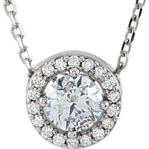 14K Yellow 1/4 CTW Diamond Halo-Style 16" Necklace