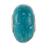 Sterling Silver 14x7mm Mosaic Turquoise Bead