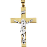 14K Yellow & White 45x29mm Crucifix Pendant