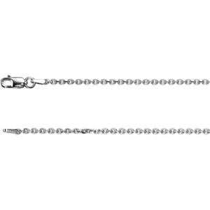 14K White 1.75mm Solid Diamond-Cut Cable 24" Chain