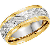 14K Yellow & White 7mm Patterned Band Size 6