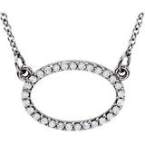 14K White 1/6 CTW Diamond Horizontal Oval 16" Necklace